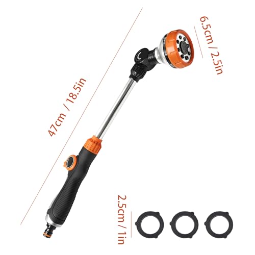 Tuinsproeipistool 47 cm met 8 verstelbare modellen en duimbedieningspistool voor tuinuitwerpen Hoge druksproeipistool voor gazon en planten