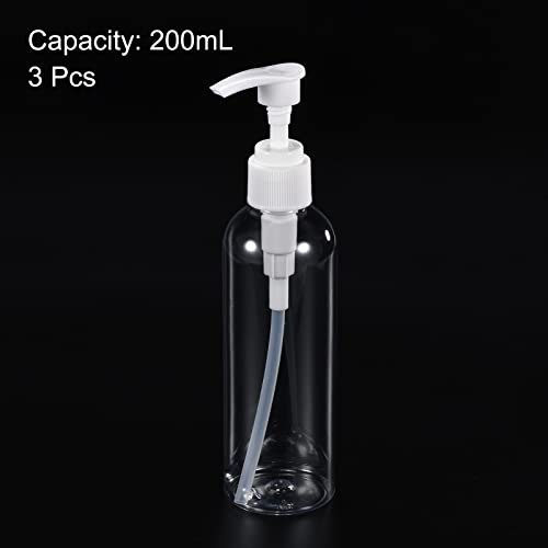 200ml Airless Pump Bottles 3 Pack Portable Refillable Dispenser Containers voor reizen Shampoo Lotion, Clear 3
