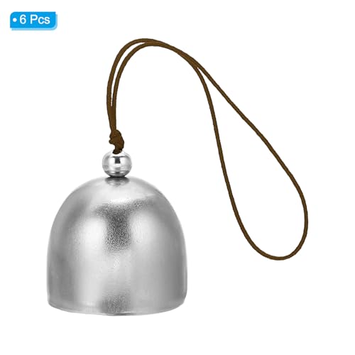 6 stuks Wind Chime Hangklokken Temple Clocks Retro buiten hangen metalen Chinese Wind Chime Ronde voor Outdoor Garden Camping, Zilver Bruin 3