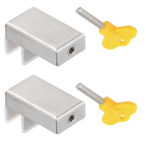 2 stuks schuifbare venstersloten Stopper Deur Frame Stainless Steel Safety Lock Verstelbare vensterslot met Key venstergrensstopper voor school, thuis en kantoor
