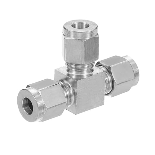 304 Roestvrij staal Tee Compressie Tube Fitting 1/4" ID X9/16" OD, Pijpadapter voor Water Tuin Irrigatie Systeem, Zilver