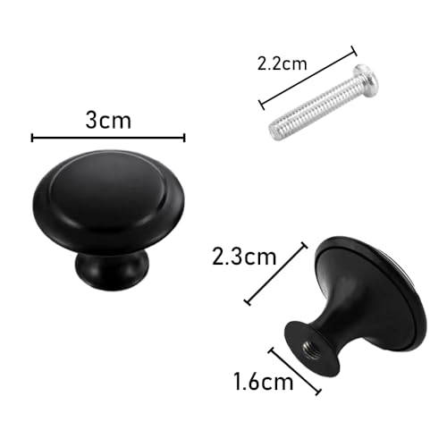 25 Stuk Ronde Kast Knobs Pulls, Roestvrij stalen Zwarte Deur Knobs Kast Knob Mushroom Lade Knobs met bevestiging Schroeven voor meubelkasten Badkamer (30mm)