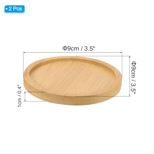 Bamboe Houten Saucer, 2 stuks 7,5cm Ronde Houten Plant Drainer Bonsai Planten Dish Succulent Plant voor Home Balkon