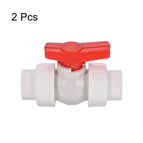 32mm ID dubbele Union Ball Valve, 2st PVC Socket Type Shut-Off Valve Switch voor Water Flow Control, Wit 3