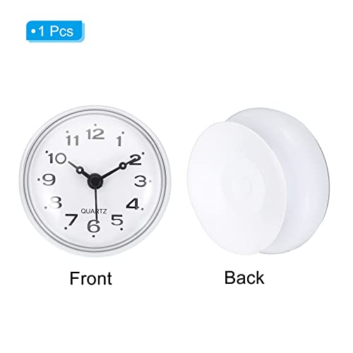 Waterdichte badkamer klok, Mini ronde muur klok met Zuigbeker voor douche Keuken Home Decoratie, Wit 3