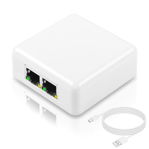 Gigabit RJ45 Network Splitter Adapter 1000/100Mbps RJ45 1 tot 2 Gigabit netwerk splitter met USB power poort voor computer, hub, switch, router, ADSL, set-top box, digitale TV, etc