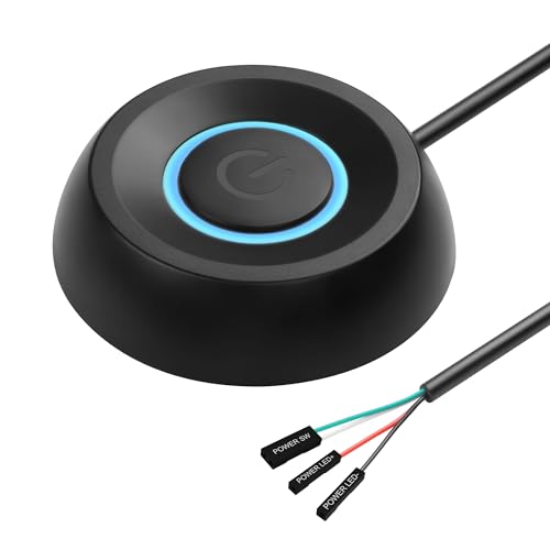 PC Power Knop voor Desktop Computer - Externe afstandsbediening Startknop - 6.5 FT (2m) Extension Cord voor PC Startknop met LED Lights (Zwart)