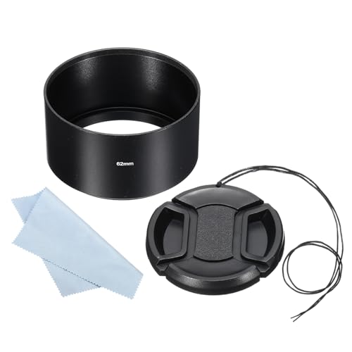 62mm Lenskap, lange focus Matte oppervlakte anti-reflectieve binnencap met 67mm lensdop en camera lenzen schoonmaakdoek, zwart