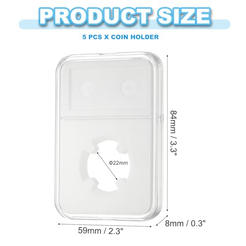 22mm Coin Lab Weergavehouder, 5 stuks Clear Coin Case, Plastic Opbergbox met vier punten voor munt verzamelaar, Collector bescherming, Organiseren
