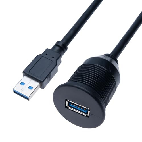 USB 3.0 1M Man tot vrouw auto ronde Inbouw Dashboard Mount Kabel uitbreiding voor auto, voertuig, boot, vrachtwagen, fiets, motor, Yacht Dashboard Panels (1 meter) 3