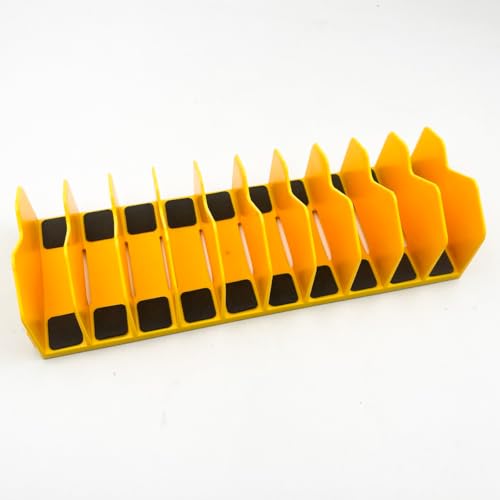 10-Slot Tang Organisator Rack Tang houder en Cutter met Non-Slip Rubber Base, Tray, Tongs Organisator, Geel 4