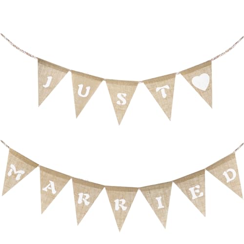 Getrouwd. Jute Jewel Banner met zakdoek Vintage Banner voor bruiloft voorstel bruidsdouche engagement partij auto foto rekwisieten decoratie