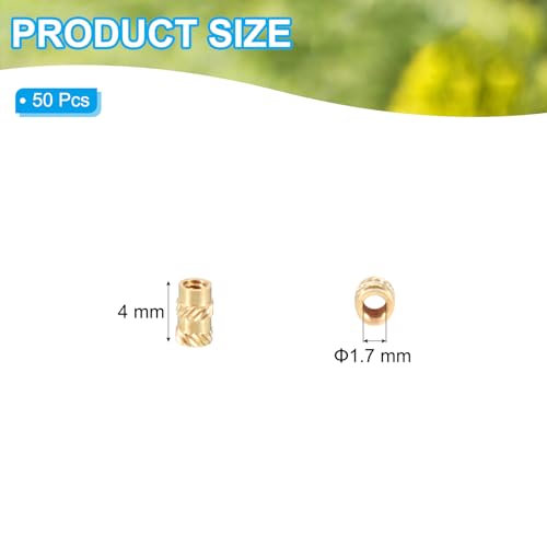 M1.7x4x2.5mm Messing draad invoegen, 50 st Metrische Geknokkelde Noten Warmteset Invoegen voor Plastic 3D Printing Components