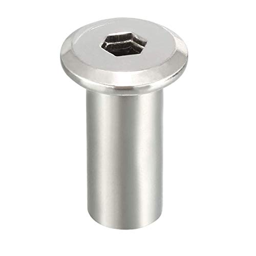 M8x16 Barrel Noten, Allen Hoofd, Invoegen Meubels Hex Flat Head Allen Noten Alan Key Sleeve Hex Nut, Gegalvaniseerde Rivet Hex bevestigingsmiddelen voor 8mm Bolts (10 st) 4
