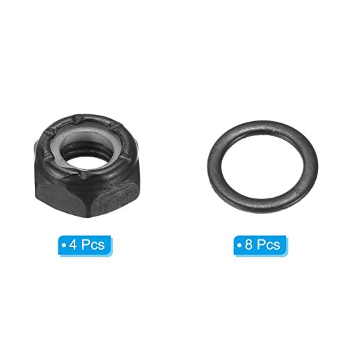 Skateboard Lock Nuts Set, 5/16 Skateboard Truck Axle Washers Spacer Hardware Reparatie Kit voor Longboard Cruiser, Zwart 3