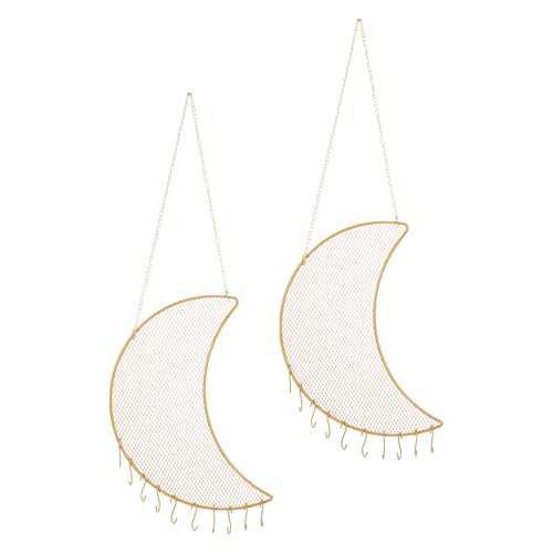 2 Set oorbellen houder Organisator Muur, kettinghouder hangende oorbellen Organisator sieraden Organisator Muur met 6 haken voor oorbellen ketting sieraden Wall Home Decoratie, Maan