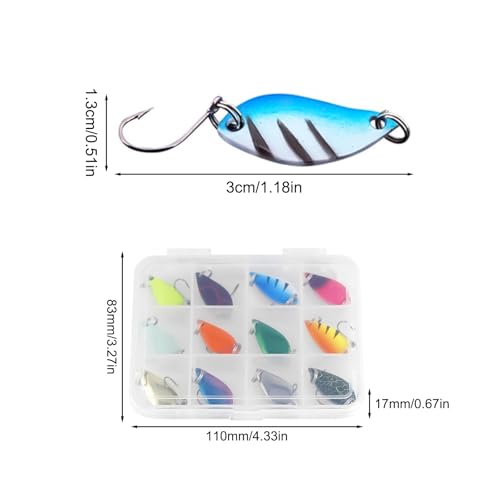 12st Vissen Lepels, 5g Trout Vissen Bait met opslagvak, kunstmatige spinning Trode, Trout Vissen Bait, Lepel voor Perch