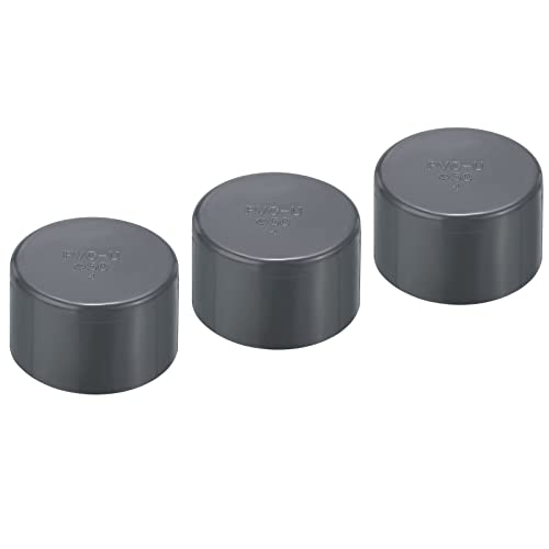 50mm UPVC Pipe End Cap passen, 3 Pack Meubilair Plug Koppelen Socket voor DIY, Garden, Grey