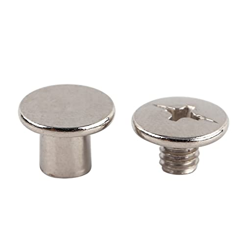 200 Stück M5 X 6 Mm Schraubnieten,Nickel-Bindungs-Chicago-Schrauben-Set,Geeignet Für Lederbücher,Papierband,Speisekarten,Bastelarbeiten 3