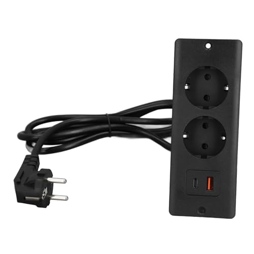 Inbouw Power Outlet, Ingesloten Socket Socket Inbouw Socket 2 Power Outlets met PD20W USB C USB A Port Inbouw Meubel Power Strip 1.5M Cord EU Plug 230