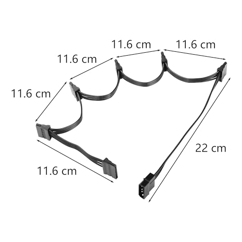 SATA stroomdistributiekabel, grote 4-pins plug tot 3 x 15-pin SATA Socket, harde schijf stroomdistributie SSD's (Grote 4-pins tot 6 x 15-pins SATA) 5