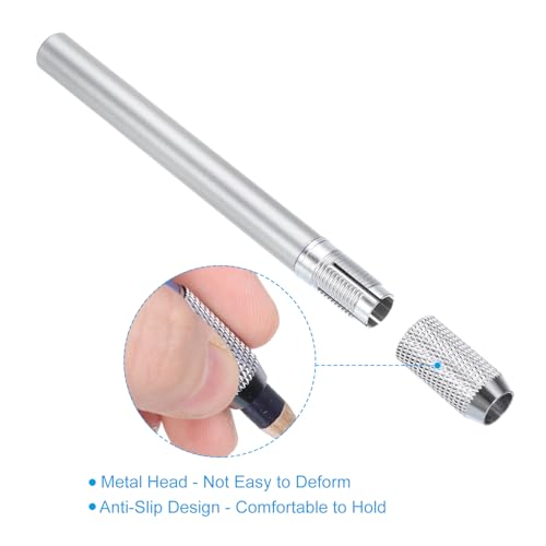 Potlood Extenders, 2 stuks Art verstelbare metalen potloodhouder Extender Pen Mouw voor korte potlood Chalk krijtjes Schrijven Bureau, Zilver 3