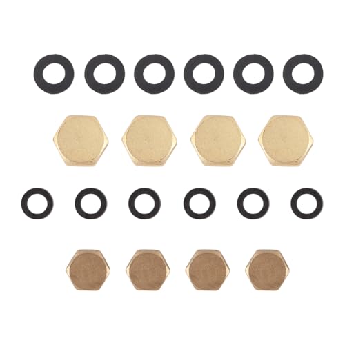 8 stuks 1/2" & 3/4" messing vrouwelijke afdekkaarten met ringen, zeshoekige binnendraad, lekvrije buiseindkoppingen voor loodgieterssystemen