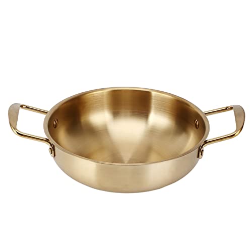 Koreaanse Pasta Pan, 26 cm, Koreaanse Windows, Dubbele Handvat, Koreaans Geel, Goud, Roestvrij staal, Multi-Purpose Stewpan, Keuken, Stewpan, Zeevruchten, Gasfornuis Pot, Quick