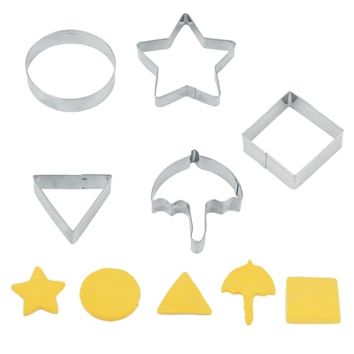 5 st Roestvrij staal Cookie vormen, Koreaanse suiker snoep gereedschap met ronde ster driehoek Paraplu Vierkante Vormen Bakgereedschap voor thuis keuken DIY Desserts Party Spel Kit