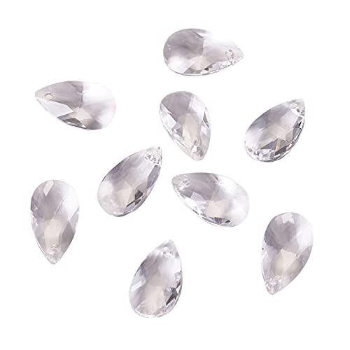 100 st Teardrop Shaped Glazen Kralen, Duidelijke Facet Village Kristal kralen Bovengeborstelde Dangle Hangers voor Jwewelry Chandelier Home Opknoping Decor, Gat: 1mm