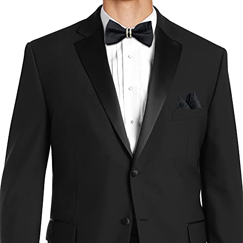 Bow Tie Pocket Square Set voor mannen Zwarte Tie en Pocket Square Set met cadeaudoos Double Layer Verhoogd patroon Voorgevormde Bows 2-Piece, zwart