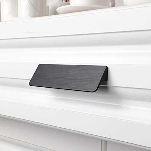 10 eenheden Slanke kast handvat Trek knoppen Dresser lade Keuken kast handvat Sets, aluminium, Solid, Hole Spacing 64mm, Black Brushed 3