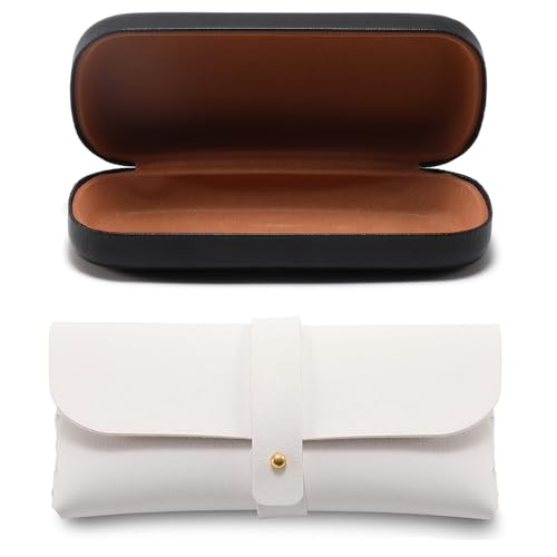 2 stuks glazen geval, draagbare glazen geval harde Shell glazen geval beschermende glazen gevallen voor mannen en vrouwen zonnebrillen geval voor glazen opslag, reizen, studie (zwart + wit), zwart, wit