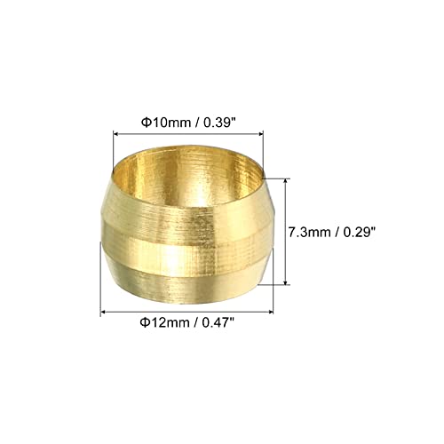10mm Tube OD Messing Compressie Mouwen Ferrules 20 Pack Messing Ferrule Fittings Messing Compressie Past Assortiment Kit