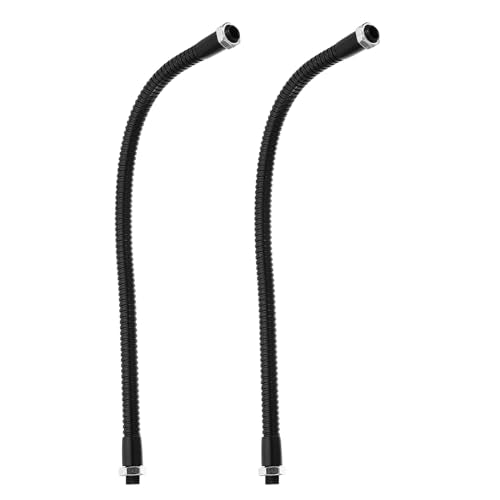 Universele Gooseneck slang 11.8 Inch 2 stuks M8 tot M10 Fijne draad Buigbare metalen slang, flexibele arm buis verlenging voor Lamp, DIY apparatuur, zwart
