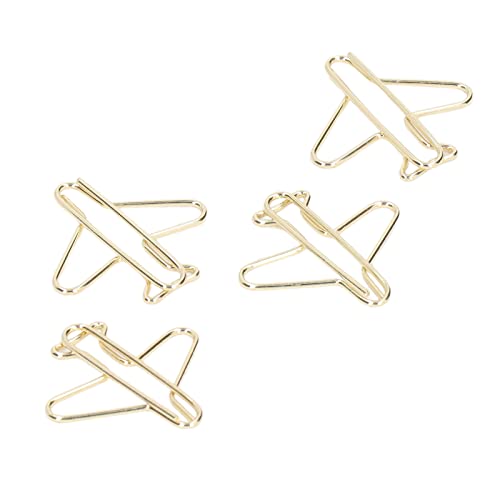 100 st. Paper Clip Metaal vliegtuig Galvaniseren Gold Paper Clip met duidelijke doos voor Office Home School Supplies Present