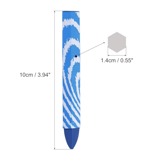 Hout Markering Gekleurde Potloden, 12 Pack 4"x0.55" Hex Wax Band Marker Tekenkrijtjes voor hout, glas, keramiek, karton, was, steen, blauw