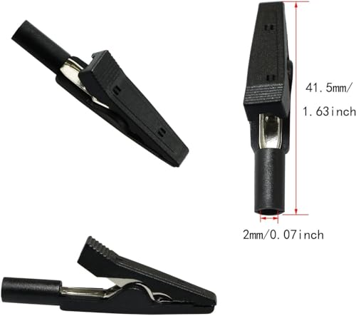 Verpakking van 10 geïsoleerde krokodillenklemmen, elektrische testklemmen, autobatterij, krokodillenklemmen voor 2 mm testtips en bananenplug