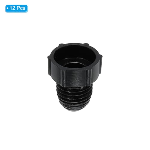 1/4" kunststof draad, 12 Pack 7/16-20UNF Man Thread 45 Degree SAE Flare Tube Fitting Valve Stop Plugs voor Airconditioning Pipe Gas Line Hydraulisch, Zwart 3