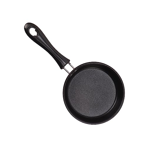 Mini Frying Pan Roestvrij staal voorkomen Stick inductie Pot Ronde ontbijt Kleine Fry Egg Pan met lange handvat 12cm ()