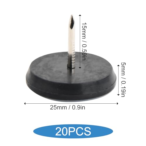 Verpakking van 20 Chair Gides Nagels Meubels Glijstukken Plastic Tapijt Glijstukken Zware Meubels Tapijt Glijstukken Vloerbescherming Glijstukken met Nagel Meubels Glijstukken 25mm Meubels Glijstukken