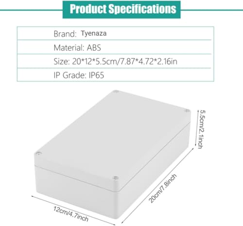 IP65 Waterdichte knopdoos, 15 maten om te kiezen uit ABS voor doe-het-zelf projecten, Elektrische distributiedoos, Oppervlakte-geplaatst 200 x 120 x 55 mm
