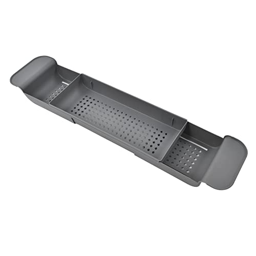 Bad Organizer Tray, Uitbreidbaar Bad Caddy Tray Multifunctioneel Badorganizer Rack Non-slip zwarte kleur, voor Kaars handdoek boek wijn telefoon(Gray) 5