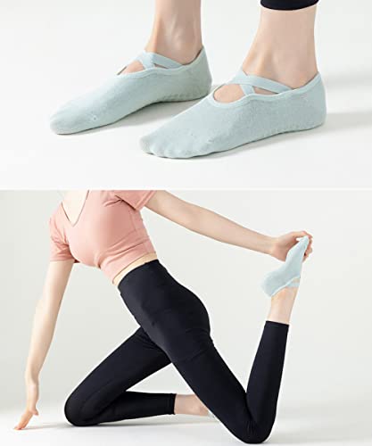 2 Pairs of Women's Yoga Sokken, Non-Slip Sportsokken met Cross Belt, Geschikt voor Yoga, Dans, Fitness, Martial Arts, Gymnastiek, Ballet, Trampoline, One Size Past Iedereen, Zwart 4