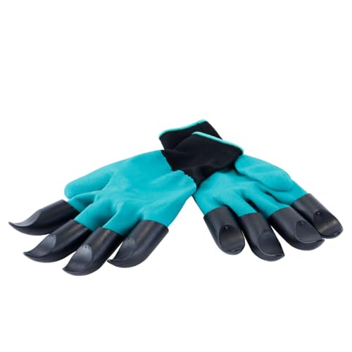 1 paar tuinhandschoenen voor het planten, wieden en graven, kunststof groen, 13 x 25 cm, waterdicht, doornbestendig, slipvast, duurzaam, comfortabel en passend