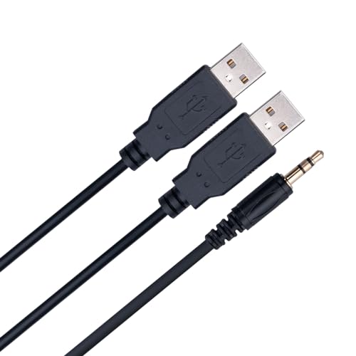 Auto Dashboard Flush Mount Type C USB AUX Aansluitpoort 1M Car Stereo Dubbele USB & AUX Plug Panel Uitbreiding Kabeladapter voor Auto Truck Boot Motorfiets Fiets Marine Voertuig Connector 1 Meter 5