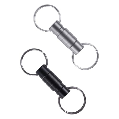 2Scs Quick Release sleutelhanger, afneembare pull-out sleutelhanger met veilig mechanisme metalen karabijnhaak voor sleutels auto portemonnee tas accessoires