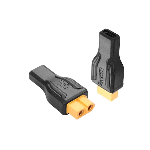 2 Pack XT60 naar USB C Adapter XT60 naar Type C Draadloos voor TS100 Soldeerijzer, FPV Monitor Voeding, Drone
