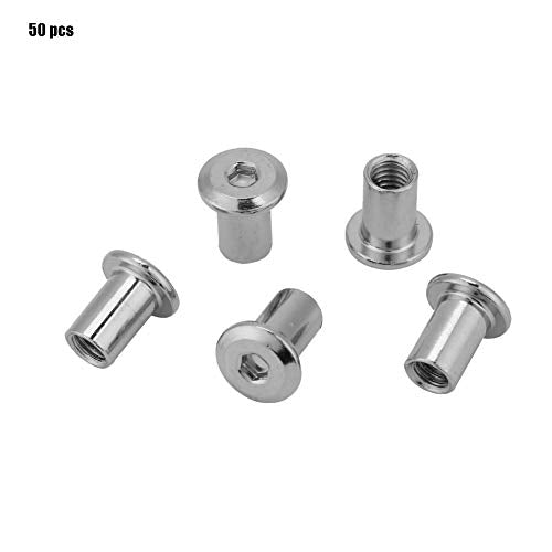 Meubels Hex Noten, Platte Noten Hex Noten, Vernikkeld Vernikkelde Vernikkelde Meubels Hex Noten Ronde Hoofd voor het verbinden van Meubels, Banks en Locknuts (M6*15(50 stuks))
