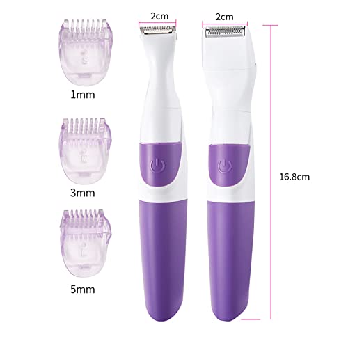 Cordless trimmer voor vrouwen Bikini met 3 stuks trimming Combs, 2-in-1 haarverwijderaar (Paars) - waterdicht 4